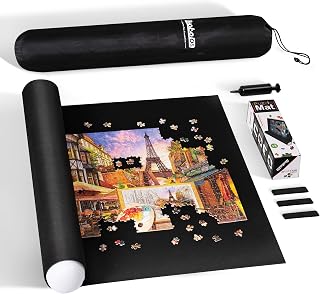 Becko US 2000 Piece Jigsaw Puzzle Mat Roll Up with Black Pump & Storage Bag | Black Felt Mat for Easy Transport & Storage, Portable Puzzle Saver for 2000 1500 1000 Pieces Jigsaw Puzzles