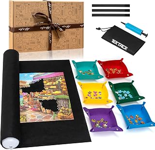 Tektalk Higher-Capacity Design, Jigsaw Puzzle Roll-up Mat in Delicate Packaging Box with Hand Pump, Storing for 2000, 1500, 1000, 500 Jigsaw Puzzle Pieces