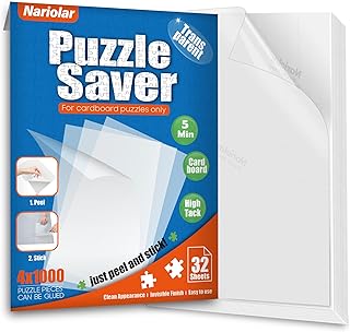 Nariolar Ultra-Adhesion Transparent Puzzle Glue Sheets | 32 Puzzle Saver Sheets for Preserving Up to 4x1000-Piece Jigsaws