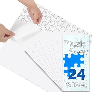 24 PCS Puzzle Glue Sheets, Puzzles Saver Sheets for 4 x 1000-Pieces | Easy Peel and Stick Jigsaw Sticker Sheets, No-Clean Puzzle Glue Stickers, Gifts for Puzzles Lovers