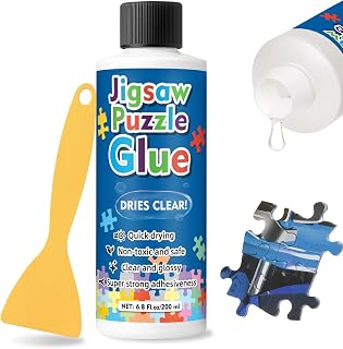 Jigsaw Puzzle Glue, Clear Water-Soluble Quick Dry Puzzle Glue with Applicators, Suitable for 1000/3000/5000 Pieces of Paper and Wood Puzzle (200ML)