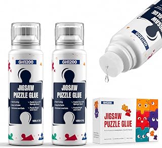 GH 1200 2 Pack Jigsaw Puzzle Glue Clear with Sponge Applicator, Non Toxic Spot Free Wooden Puzzle Glue for Puzzles, Paper &, Quick Drying with Strong APA Formula