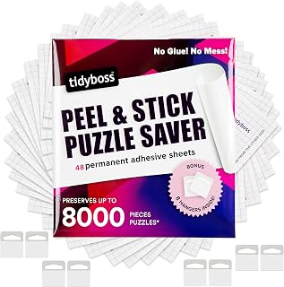48 Pack Jigsaw Puzzle Saver Sheets | Puzzle Keeper Preserves Up to 8 x 1,000 Pieces | Puzzles Glue and Frame | Puzzles Accessories for Adults - Also Come with 8 Adhesive Wall Hangers