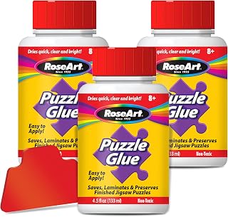 RoseArt Jigsaw Puzzle Glue with Applicator, 3-Pack &ndash; Clear Quick-Dry Formula to Seal, Laminate & Preserve Finished Puzzles (4.5 oz Bottles)