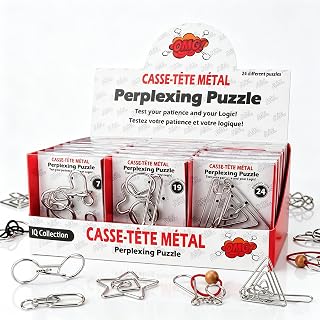 Metal Puzzles Brain Teaser, 24pcs Portable Wire Puzzles for All Ages | Oversized Wire Puzzles, Premium Stainless Steel, Smooth Safe Edges, For Boost Focus & Logical Problem‑Solving Skills