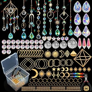 DIY Suncatchers, 400pcs Sun Catchers Supplies Kit Art and Crafts for Adults | Decorative Hanging Prism Suncatcher with Crystals Beads Ball Rainbow Maker for Indoor Windows Office Home Decor