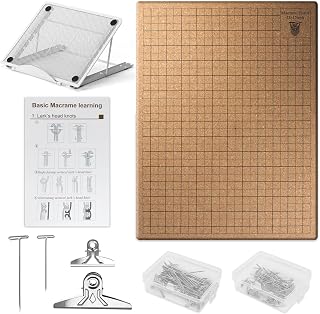 12&times;16 Inch Macrame Board and Pins Kit, Double Sided Grids Handmade Braiding Macrame Board with Instructions - Perfect Macrame Tools and Supplies for Bracelet Creating, Knotting Creations
