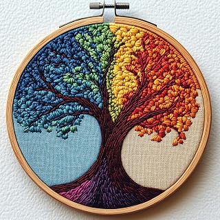 Punch Needle Kits for Beginners Abstract Colorful Tree 20x20cm(3) | Easy for Beginners Adults Punch Needle Embroidery Set with Hoop Stamped Pattern Needlework for Craft Lovers and Home Decor