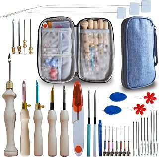 DiaWiew Punch Needle Embroidery Kit - Complete Set for Needle Punching - Includes Adjustable Punch Needle Tool and Wooden Handle Embroidery Pen Set - Ideal for Adults Beginners