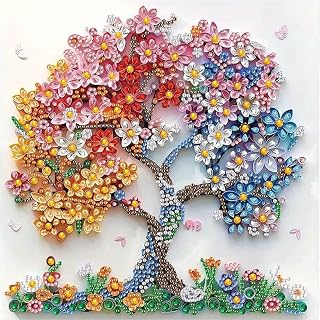5D Diamond Art Kits for Adults Beginner,Colorful Tree Diamond Painting Kits | DIY Special Shape Flower Tree of Life Diamond Dots With Gem Art For Home Wall Decor 12 X 12Inch