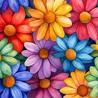 Flowers Diamond Art Kits for Adults, 5D Diamond Painting for Beginners | DIY Full Drill Round Gem Painting Art for Adults, Home Wall Decor 13.78x13.78 Inch