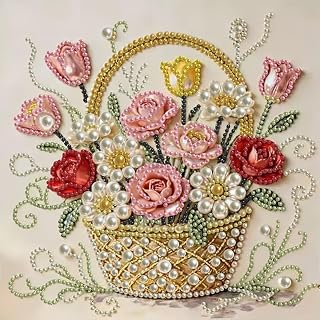 Pearl Diamond Painting Kits for Adults,Flowers Basket Diamond Art Kits | 5D Diamond Art Kits for Adults Beginners,DIY Diamonds Art Pearl Painting Kits for Home Wall Decor 11.8 x 11.8 inch