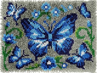 Butterfly Latch Hook Rug Kits for Adults Beginners, Pre-Printed 20" x 15" | All-in-One DIY Carpet Making Kit, Easy Craft Relaxing Hobby for Wall Art Hanging Hoom Decor