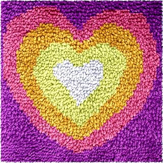 Numptain Latch Hook Kits for Adults,DIY Rug Crafts Love Rainbow Pattern Color Printed Canvas,Latch Hook Kits for Beginners Handmade Needlework Crafts Home Decoration,12"x12" NT1