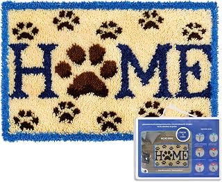 ROCKY&CHAO Latch Hook Kits Home Rug for Home Decoration 60 x 40 cm, DIY Latch Hook Kits, Rug Making Kit for Adults 23.6"x15.7", Birthday Gifts for Woman(Home)