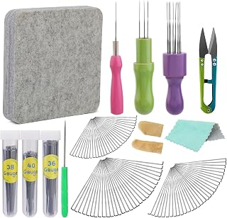 SOCNITC 99 Pcs Needle Felting Kit with 3 Sizes Felting Needles and Pad | Needle Felting Tool Set with Soft Felting Pad And 3 Sizes Felting Needles for Beginners Wool Felting Crafts And DIY