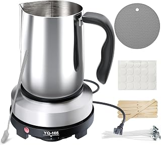 CasaCulina Candle Making Kit, for Beginners | Candle Making Supplies, with Hot Plate, Wax Melting Pot, Stirring Spoon, Anti-Scalding Pad, Candle Wicks, Wooden Holders