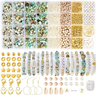 Jewelry Making Kit for Adults, 1562pcs Natural Stone Beads Bracelet Making | Funtopia Jewelry Making Supplies Gemstone Crystal Marble Beads for DIY Craft Bracelet Necklace Earrings