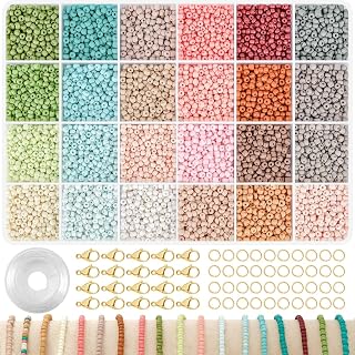 TEXGIZRLY 3mm Seed Beads for Jewelry Making Bracelet Making Kit Adults | 24 Colors glass bead | Bead kit for girls adults | Beads for bracelt earring necklace DIY