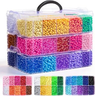 Simetufy 10000Pcs Pony Beads Bulk 30 Colors for Kandi Bracelet Making | DIY Key Chains Rainbow Hair Braiding Kids Jewelry Crafts Gifts (5.73lb,3 Tier Stackable Organizer）