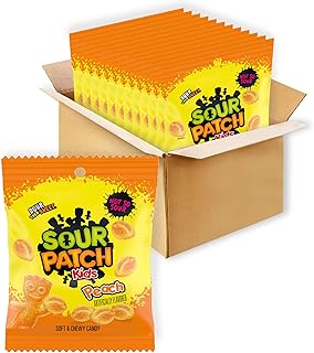 Sour Patch Kids Peach Soft & Chewy Gummy Candy, Bulk Candy, 12 Bags