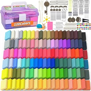 285 Pcs Polymer Clays 120 Bright Colors Oven Bake Clay Non-Sticky Modeling Clay DIY Starter Kit with Sculpting Tool and Accessories for Beginner Artists Jewelry Making Craft Gifts