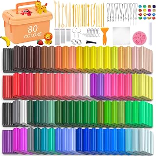 175 Pcs Polymer Clays 80 Bright Colors Oven Bake Clay Non-Sticky Modeling Clay DIY Starter Kit with Sculpting Tool and Accessories for Beginner Artists Jewelry Making Craft Gifts