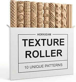 Hokkieam Clay Texture Rollers, 10 PCS Plastic Polymer Clay and Pottery Tool | Create Textured Patterns on Polymer Clay and Pottery for Sculpting, Ceramics, DIY Crafts, and Creative Projects.
