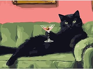 GEMFAMILY Black Cat Paint by Numbers Kit for Adults Beginner 16 X 20 inch | Funny Adult Paint by Number Kits on Canvas,Easy Canvas Paint by Numbers for Adults,Home Wall Decoration
