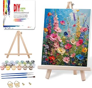 Ausanrl Wild Flowers Framed Paint by Numbers Wooden Easel 12x16inch | Flowers Paint by Numbers Kit for Adults,Flowers Paint by Numbers with Frame,Gifts and Home Wall Decor