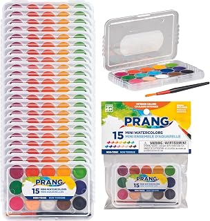 Prang Mini Watercolor Paint Set, 15 Assorted Colors, 1 Count | Perfect for painting, art lessons, crafts and creative projects