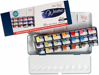 Rosa watercolors paint set, 21 full pans, extra fine, metal case unique color schemes' (Turquoise classic)