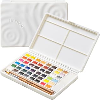 MEEDEN Portable Watercolor Paint Set: 48 Colors Watercolor Paints for Adult | Art Paint Kit with Brush, Palette, Art Supplies - Watercolors Travel Set for Adult Teens Beginner Amateur
