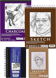 U.S. Art Supply 4-Pad Sketch Book and Drawing Paper Set (242 Sheets) | Sizes (5.5 x 8.5 and 9 x 12 Inch) Spiral Bound, Artist Drawing for Mixed Media
