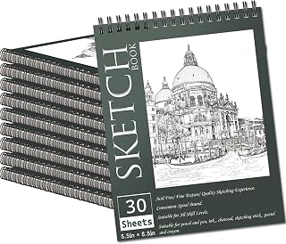 OSIMIG 10 Pack 5.5" x 8.5" Sketch Books, 300 Sheet Drawing Paper, Mini Sketchbook for Kids, Drawing Pad, Top Spiral Bound Sketch Pad for Beginger, Adult Art Supplies
