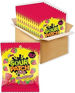 Sour Patch Kids Strawberry Soft & Chewy Gummy Candy, Bulk Candy, 12 Bags