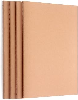 ZZTX 4 Pack Blank Kraft Notebooks A5, 36 Pages, 8.3 X 5.5 Inch | Kraft cover, Blank pages, For drawing & writing