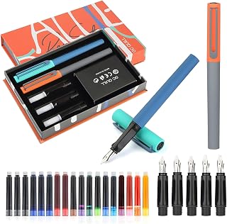 Calligraphy Fountain Pen Set - 5 Different Nibs and 18 Ink Cartridges, Calligraphy Set for Beginners - MU-20