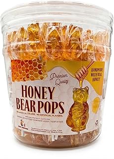 Honey Bear Pops Lollipop Suckers: Individually Wrapped Baby Bear Candy on a Stick by Espeez - Honey Bears (115 Count)