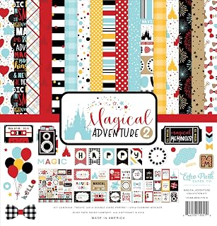 Echo Park Paper Company Magical Adventure 2 Collection Kit paper, black, red, yellow, teal, kraft, 12-x-12-Inch