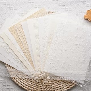 15Pcs Handmade Scrapbook Art Paper Craft Textured Paper Colorful A5 sheet Mesh Special Paper Mix for Scrapbooking Junk Journal Journaling Supplies DIY Materials,5.8x8.2 inches (White)