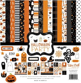 Echo Park Halloween Party Collection Kit, 12x12 Double Sided Paper | Themed Cardstock Craft Supplies for Scrapbook Projects, DIY Card Making, Party Decor, Journaling & Classroom Crafts