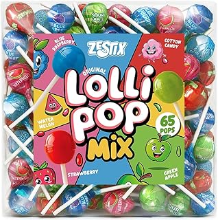 Lollipops Bulk 65 Ct, Mini Suckers & Lollipops Individually Wrapped