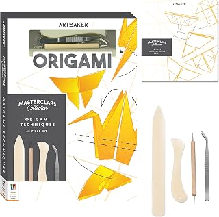 Art Maker Hinkler Masterclass: Origami Kit - Japanese Paper Craft Set | Master folding techniques with instructional guide, folding tools, tweezers, scoring tool and 35 assorted paper sheets