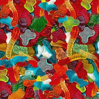 Gummy Candy Mix, Chewy Candy, Assorted Fruit Flavors, 2 Lb Bag | Blue Sharks, Gummi Bears, Gummy Worms & Butterflies, Gummies Bulk