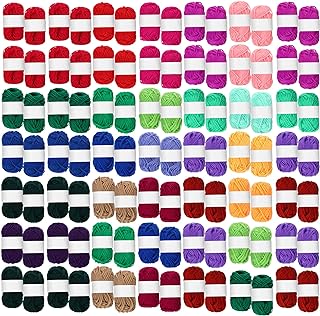 Nuogo 100 Rolls Acrylic Yarn Bulk for Crocheting Knitting, 25 Colors | 2200 Yards Multicolor Yarn Skeins, Mini Soft Yarns Bundle for Hand Knitting Craft Project Adult Kids Beginner Kits