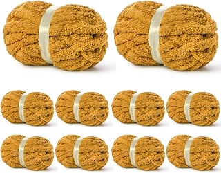 10 Pack of Turmeric Soft Jumbo Chunky Yarn for Hand Knitting,Thick Blanket Yarn for Crocheting, #10 Super Bulky Yarns, 220yds/70.5oz Fluffy Chunky Chenille Yarns for Crocheting.