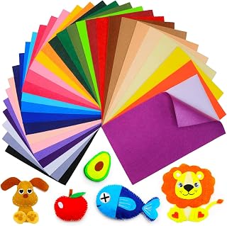 IOOLEEM Multi-Colored Felt Sheets, Self-Adhesive Felt Sheets, 30pcs 7"x11.3"（Close to A4 Size - 18x28.5 cm, Pre-Cut Felt Sheets for Crafts,Craft Felt Fabric Sheets.