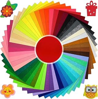 CHRORINE 50 Pcs Assorted Color Felt Fabric Sheets 8" x 12" Soft Felt Fabric Sheet for Crafts DIY Sewing Squares Nonwoven Patchwork (50 Colors)