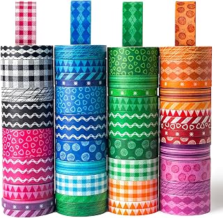 Shindel 50 Rolls Washi Tape Set, 50 Rolls Craft Tapes Decorative Tape | 4 Different Size, Adhesive Masking Tape for Scrapbooking Supplies DIY Crafts Journals